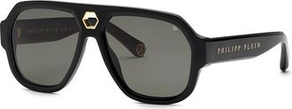 Philipp Plein Plein Starlight Spp 143 - unisex - Zonnebrillen - Zwart - 58 MM - Accessoires