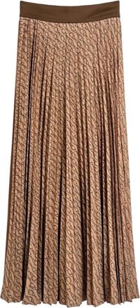 Herno Pliss&egrave; Rok - Dames - Maxi Rokken - Bruin - M - Rokken