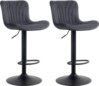 Clp Clp - Set De 2 Taburetes De Bar Linus En Tela, Terciopelo O Polipiel Negro Terciopelo