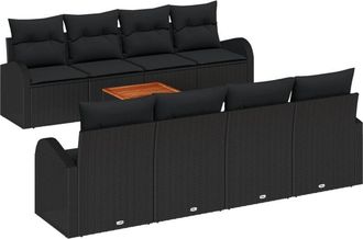 vidaXL Vidaxl - Garden Sofa Set 9 pcs Black