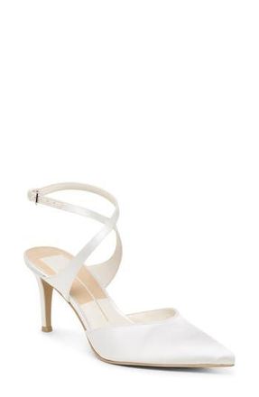 Dolce Vita Eliora Pointed Toe Ankle Strap Pump in True White Satin at Nordstrom Rack, Size 8.5