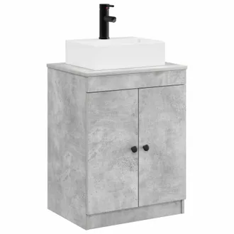 vidaXL Juego De Muebles De Ba&ntilde;o Gris Hormig&oacute;n Madera De Ingenier&iacute;a Vidaxl