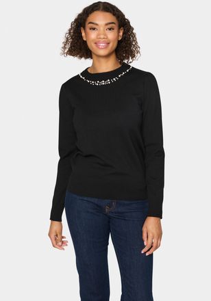 Saint Tropez Rundhalspullover SAINT TROPEZ TemmaSZ, Damen, Gr. XS, schwarz, Strick, Obermaterial: 80% Viskose, 20% Polyacryl, unifarben, normal, Rundhals, Pullover