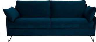 DRAWER Sofá 4 plazas en terciopelo con patas de metal negras - Noche azul