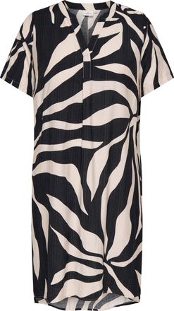 Only Carmakoma Sommerkleid ONLY CARMAKOMA CARSUSI S/S V-NECK KNEE DRESS WVN ZL, Damen, Gr. 42, N-Gr, schwarz aop:big leafes, Web, Obermaterial: 80% Viskose, 20% Poly