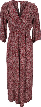 BA&SH Ba & sh V-Neck Printed Jumpsuit in Red Viscose