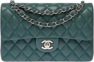 Chanel Pre-owned Timeless 23cm Double Flap Schoudertas - Dames - Vintage Schoudertas - Groen - ONE Size - Leer - Vintage
