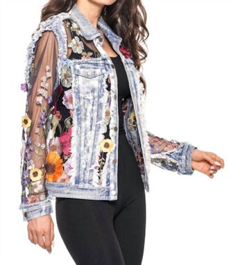 ADORE Embroidered Denim And Lace Jacket In Fall Bloom