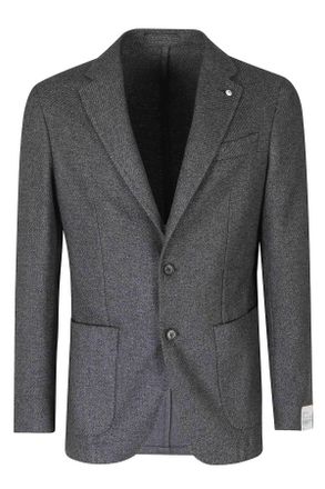 L.B.M. 1911 Diagonal Textured Wool Jacket With Jeweled Button Detail