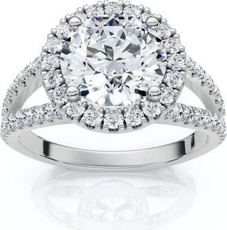 Pompeii3 1.90Ct Diamond Engagement Ring Split Shank Ring 14k Gold or Platinum Lab Grown