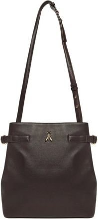 Patrizia Pepe Tassen, Dames, Bruin, ONE Size, Leer, Leren Schoudertas