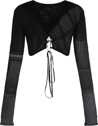 Roberta Einer Top met lange mouwen en veters - Zwart