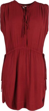 Isabel Marant Drawstring Waist Sleeveless Mini Dress in Burgundy Cotton