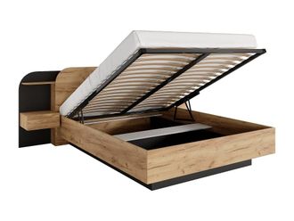 VENTE-UNIQUE.COM Cama con canap&eacute; abatible madera negro, color natural claro