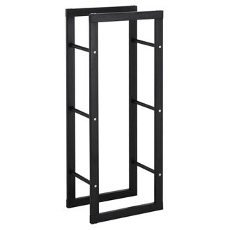 HOMCOM 100cm Metal Firewood Log Holder Rack Elevated Design - Base Side Rails | TJ Hughes