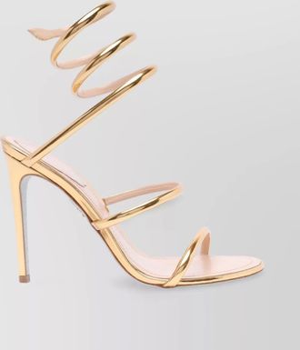Rene Caovilla leather metallic spiral strap sandals