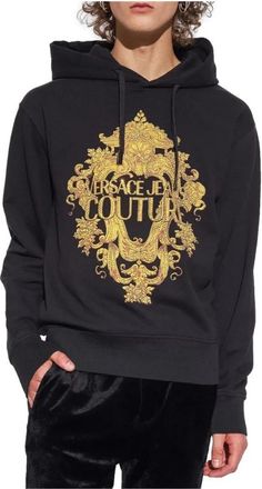 Versace Jeans Couture Baroque Hoodie met Kristallen - Dames - Hoodies - Zwart - S - Katoen - Hoodies & sweatvesten