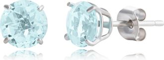 MAX + STONE 10k Yellow or White Gold 6mm Round Checkerboard Cut Gemstone Stud Earrings