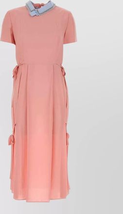 Prada asymmetric embroidered short-sleeve midi dress