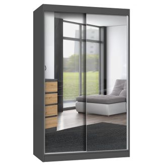Hucoco Paolo - Armario Con 2 Puertas Correderas - 2 Espejos - L. 120 Cm - Dormitorio Vestidor Con 2 Puertas