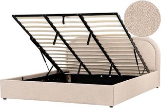 Beliani Ottoman Bed Boucle QUILLIEN 180 x 200 cm (EU Super King) Beige