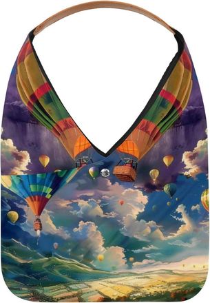 Generic Hoy Air Balloons Art Reusable Lightweight Grocery Bags - Foldable Into Compact Pouch, Washable & Sturdy, Multipurpose for Shopping and Travel