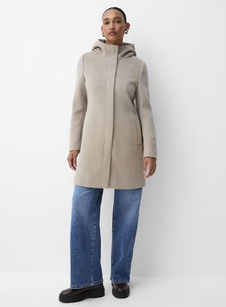 Contemporaine Womens Stand hood collar felt coat