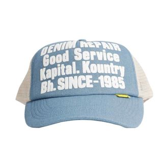 KAPITAL Denim Repair Service Denim Track Cap - male - KAPITAL - Hats & Caps - Blue - ONE SIZE - Accessories