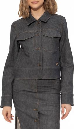 Courr&egrave;ges Utility Denim Trucker Jacket In Dark Heather Grey