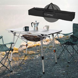 ML Design Mesa De Camping Plegable De Aluminio 90 X 51,5cm Mesita De Acampada Plata Altura Regulable 46-66,5 Cm Ideal Para Viajes Capacidad De Carga 30kg Jard&iacute;n