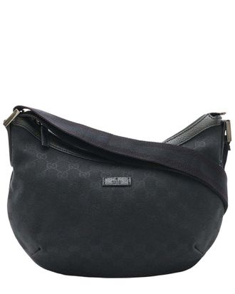 Gucci Black Gg Canvas & Leather Shoulder Bag (Authentic Pre-Loved)