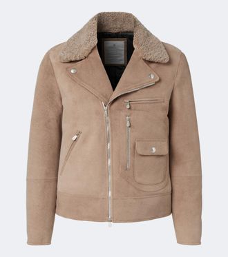 Brunello Cucinelli Chaqueta biker de ante con borrego