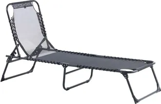 Beliani Sun Lounger Black Textilene Seat Folding Steel Frame Adjustable Backrest UV Resistant AMBATO