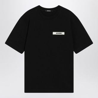 Jacquemus Schwarzes T-Shirt mit Gros Grain-Logo
