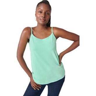 Jessica London Stretch Cotton Cami in Pale Seafoam at Nordstrom, Size 12