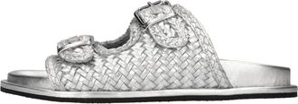Elena Iachi Leren Mules - Dames - Sandalen - Grijs - 41 EU - Leer - Schoenen