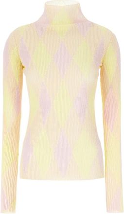 Burberry Argyle Cotton Silk Sweater - Dames - Coltruien - Veelkleurig - M - Katoen - Truien & Vesten