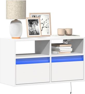 vidaXL Vidaxl - Mobile tv a Parete con Luci led Bianco 80x31x45 cm