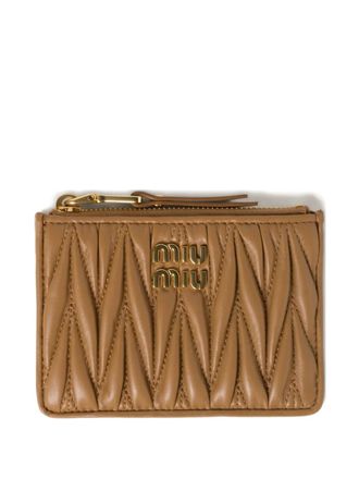Miu Miu matelass&eacute; nappa leather card holder - women - Lambskin - One Size - Neutrals