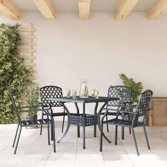 Berkfield Home Modern Garden Chairs 4 pcs Stackable Anthracite Steel in Grey