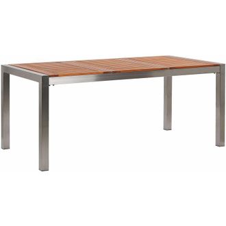 Beliani Beliani - Tavolo da Giardino Legno di Eucalipto Chiaro Gambe Acciaio 180 x 90 cm Grosseto