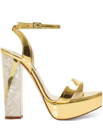 Freya Rose Tyra block-heel sandals - women - Calf Leather/Kid Leather/Calf Leather - 36 - Gold