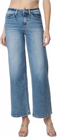 Flying Monkey High Rise Full Length Wide Leg Jean In Medium Wash