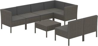 vidaXL Set De Muebles De Jard&iacute;n 8 Pzas Y Cojines Rat&aacute;n Sint&eacute;tico Gris Vidaxl
