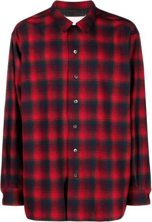 Maison Margiela Pendleton Check Long-Sleeve Shirt - Heren - Casual Overhemden - Rood - L - Wol - Overhemden