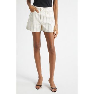 L'agence Lissania Pinstripe Shorts in Ecru/Navy Stripe at Nordstrom, Size 27