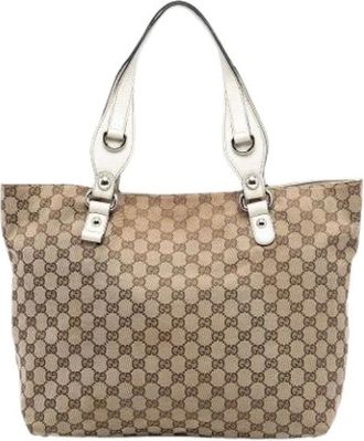 Gucci Pre-owned Tote Bags, female, Brown, Size: ONE SIZE Pre-owned Canvas Tote
