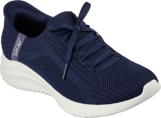 Skechers Womens Ultra Flex 3.0 Brilliant Path Slip-On Sneakers, Navy Knit/Navy Trim, 4.5 UK Wide