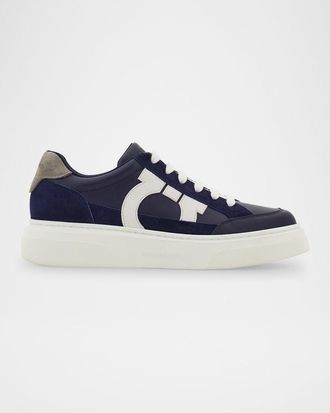 Ferragamo Mens Cassina Gancio Low-Top Sneakers