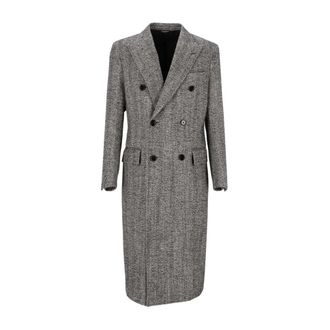 Dolce & Gabbana Dubbelrijige Visgraat Woljas - Heren - Mantel - Grijs - L - Wol - Jassen